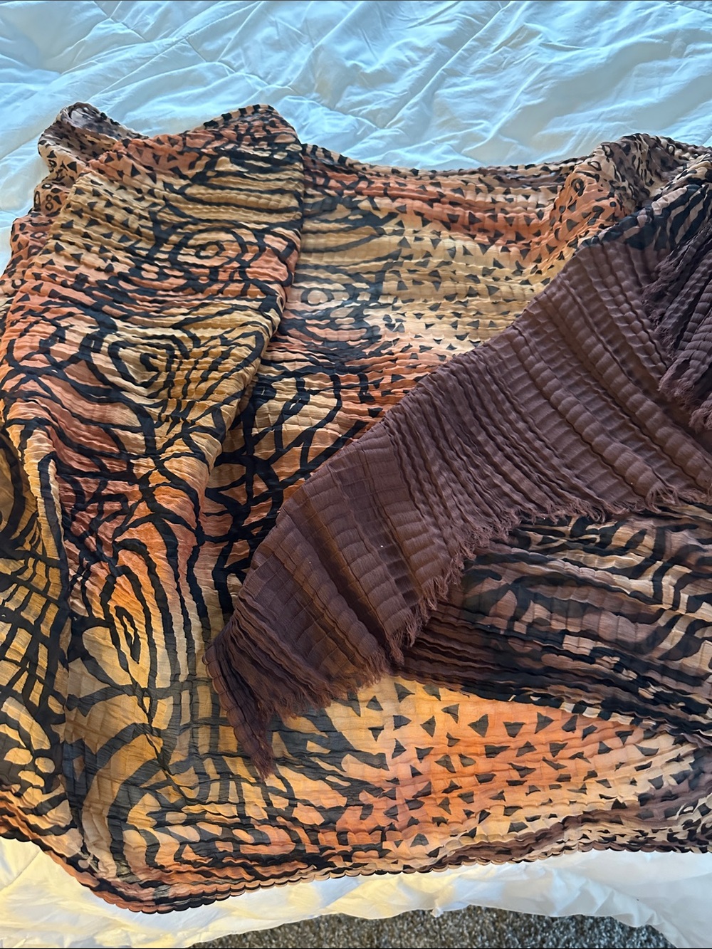 Women’s Brown & Orange Patterned Swim Cover-Up